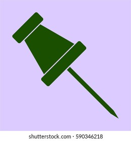 Vector illustration of Paper Pin icon in green color
