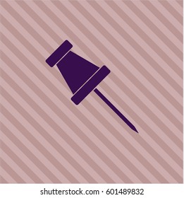 Vector illustration of Paper Pin vector icon in purple.
