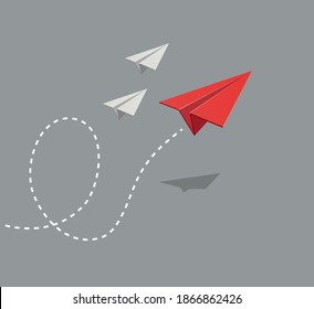 Vector illustration of a paper plane flying in the air. Subscribe vector symbol and icon.