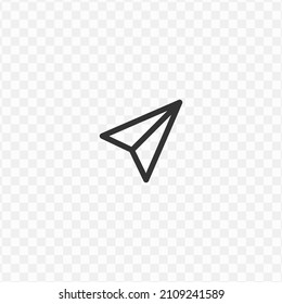 Vector illustration of paper plane icon in dark color and transparent background(png).