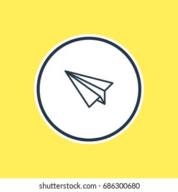 Vector Illustration Of Paper Plane Outline. Beautiful Location Element Also Can Be Used As Origami Element.