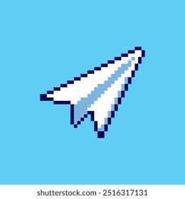 Vector Illustration of paper plane with Pixel Art Design, perfect for game assets themed designs