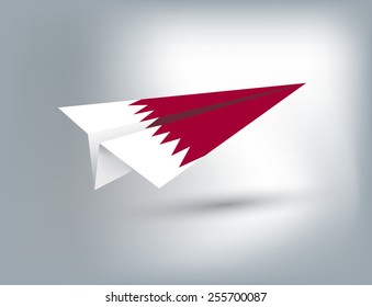 vector illustration of Paper plane with Qatar Flag