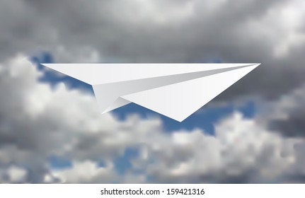 ilustración vectorial del plano de papel en el tiempo tormentoso