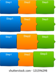 Vector illustration of paper progress steps for tutorial. Eps10.