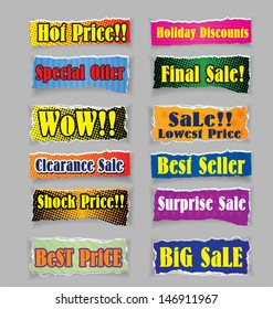 vector illustration of 	paper promotion set