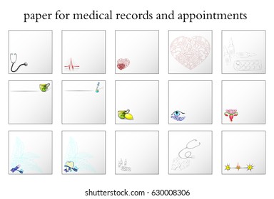 vector illustration of paper records doctor. set
