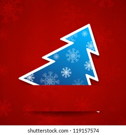 Vector illustration: Paper red background with Christmas tree