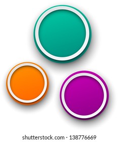 Vector illustration of paper round speech bubbles. 3d buttons. Eps10.