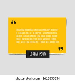 Vector illustration of paper sheet with profound yellow paper quote attached to white wall