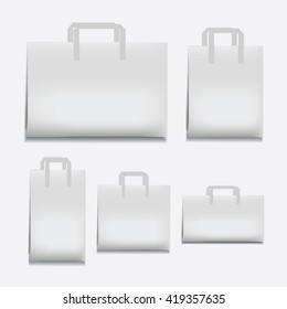 Vector Illustration Paper Shopping Bag White Various Sizes