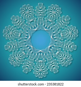 Vector illustration of a Paper snowflake, mandala design. Vector lace doily, winter decoration, eps10. Xmas illustration. For card, yoga studio, Indian, Arabic cuisine restaurants ads, tattoo salon.