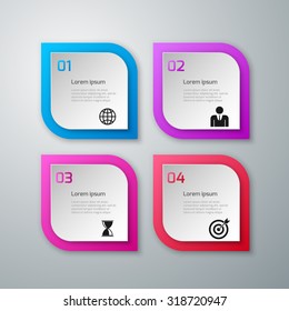 Vector illustration of paper squares infographics.