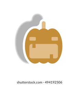 Vector illustration paper sticker Halloween icon pumpkin