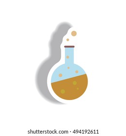Vector illustration paper sticker Halloween icon potion in test tube