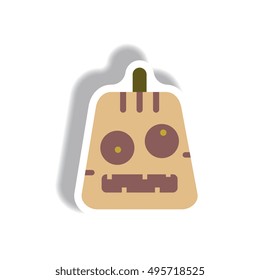 Vector illustration paper sticker Halloween icon pumpkin face