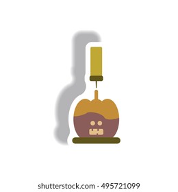 Vector illustration paper sticker Halloween icon pumpkin and ketchup