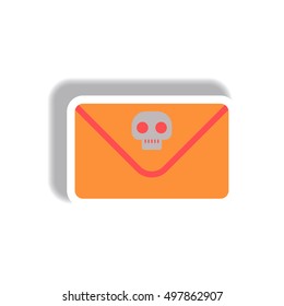 Vector illustration paper sticker Halloween icon Envelope with skull