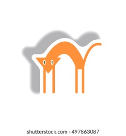 Vector illustration paper sticker Halloween icon Cat