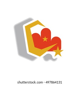 Vector illustration paper sticker Halloween icon moon and stars