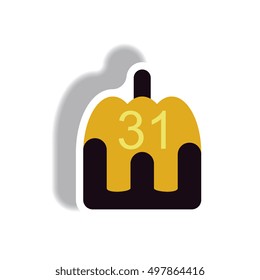 Vector illustration paper sticker Halloween icon pumpkin