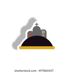 Vector illustration paper sticker Halloween icon cemetery