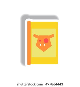 Vector illustration paper sticker Halloween icon scary story book