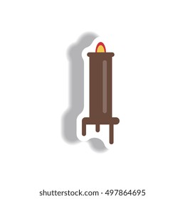 Vector illustration paper sticker Halloween icon candle