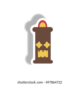 Vector illustration paper sticker Halloween icon candle