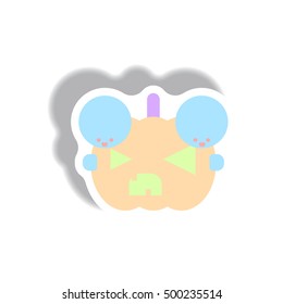 Vector illustration paper sticker. Halloween icon pumpkin and kids.