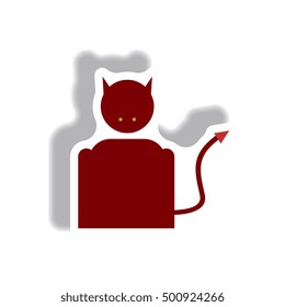 Vector illustration paper sticker Halloween icon Devil