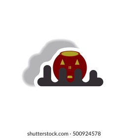 Vector illustration paper sticker Halloween icon pumpkin
