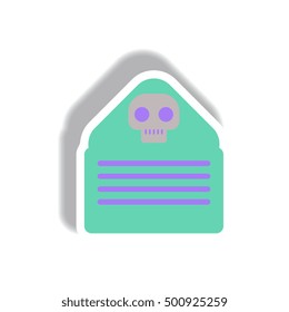 Vector illustration paper sticker Halloween icon Envelope with skull