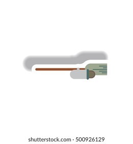 Vector illustration paper sticker Halloween icon broom with jet engine