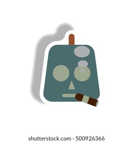 Vector illustration paper sticker Halloween icon pumpkin and cigar