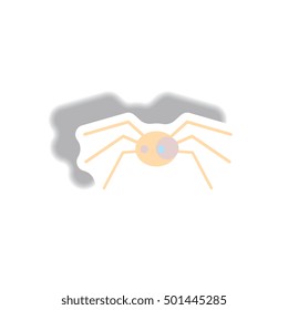 Vector illustration paper sticker Halloween icon spooky spider