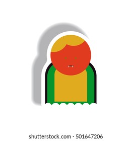 Vector illustration paper sticker Halloween icon Vampire Dracula