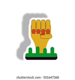 Vector illustration paper sticker Halloween icon zombie undead hand