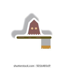 Vector illustration paper sticker Halloween icon Executioner and ax