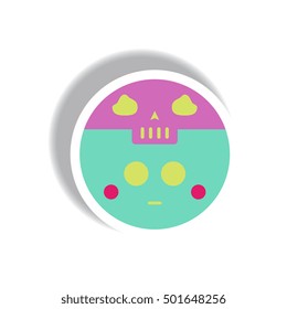 Vector illustration paper sticker Halloween icon ghost and moon
