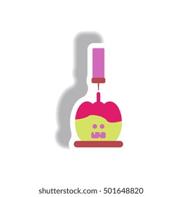 Vector illustration paper sticker Halloween icon pumpkin and ketchup