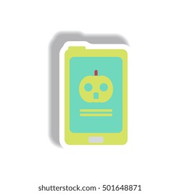 Vector illustration paper sticker Halloween icon pumpkin call