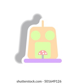 Vector illustration paper sticker Halloween icon pumpkin and mushroom