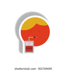 Vector illustration paper sticker Halloween icon Vampire Dracula drinking blood