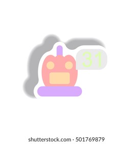Vector illustration paper sticker Halloween icon pumpkin