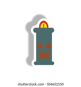 Vector illustration paper sticker Halloween icon candle