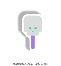 Vector illustration paper sticker Halloween icon skull candy