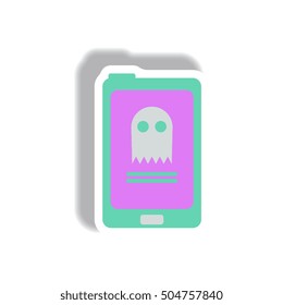 Vector illustration paper sticker Halloween icon ghost online