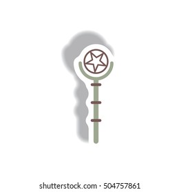 Vector illustration paper sticker Halloween icon Magic wand