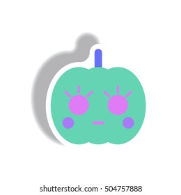 Vector illustration paper sticker Halloween icon pumpkin
